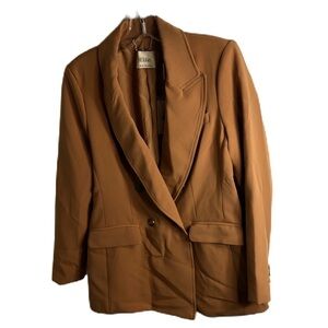 Elie Tahari Camel Tan Blazer NEW Double Breasted Notched Collar Metal Buttons 8